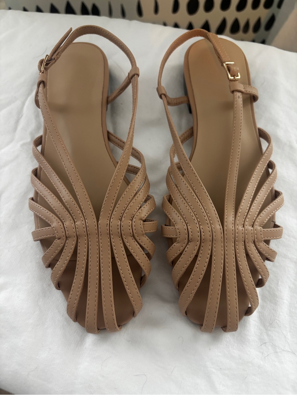 Classic Strappy Slingback Sandals - Nude